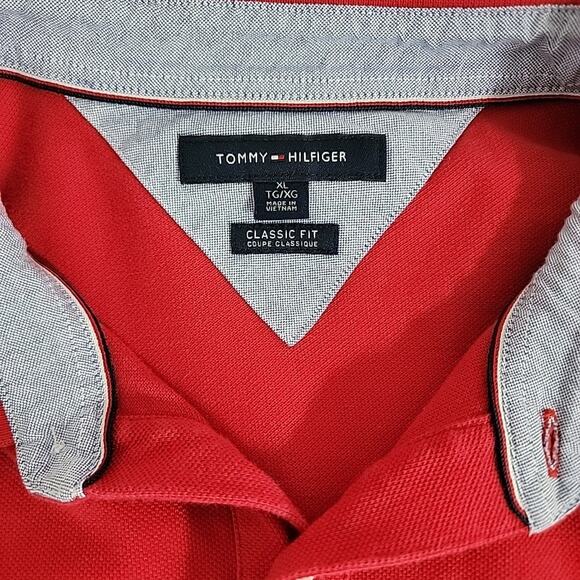 Tommy Hilfiger Men’s XL Polo Shirt Red Classic Fit Embroidered Logo Golf - Picture 6 of 7